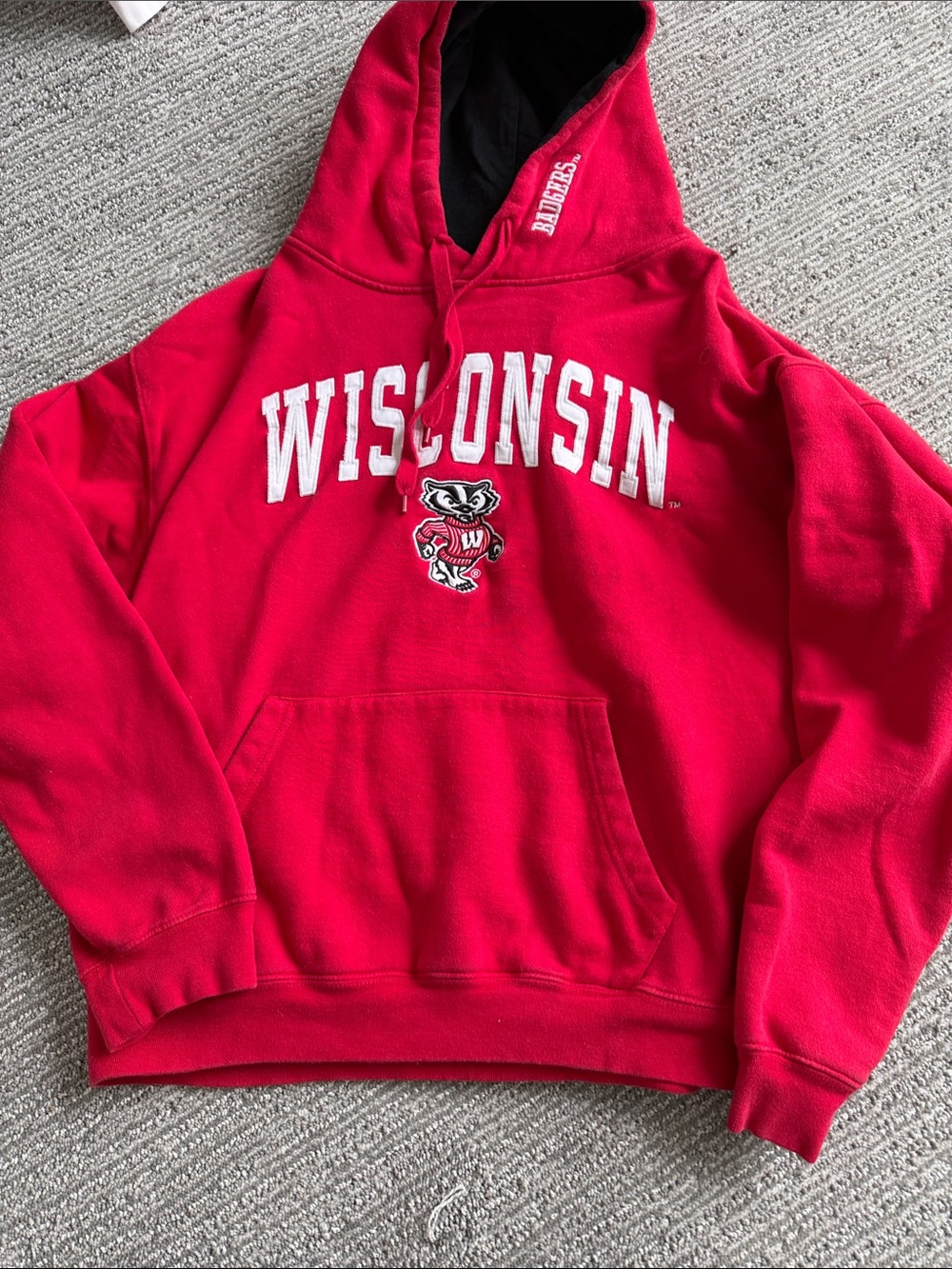 Campus Heritage Red Wisconsin Hoodie with Bucky Badger Logo